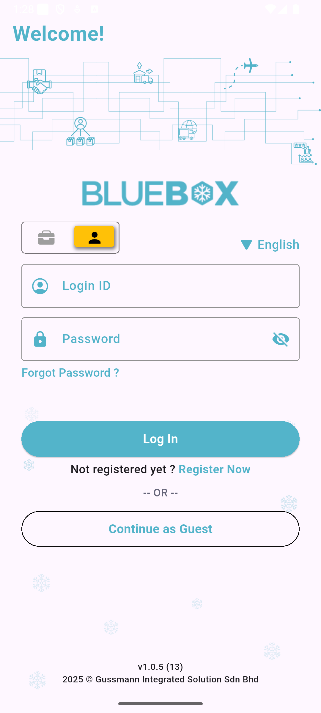 App screenshot — sign in